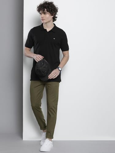 Image of The Indian Garage Co Men Slim Fit Solid Mid-Rise Elasticated Linen Jogger Trouser