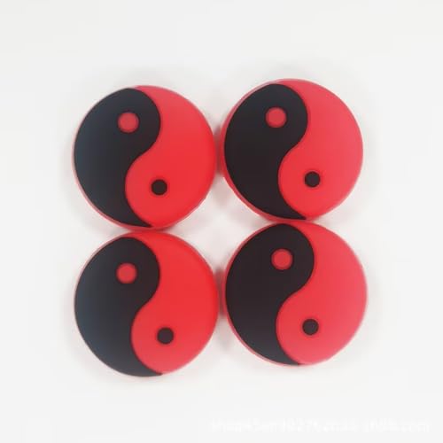 Jinshining Red Tai Chi Pattern Tai Chi Shape Tennis Racket Vibration Dampener Soft Silicon Racket Dampener Cartoon Shape Tennis Racquet Shock Absorbers Tennis Racket for Racquetball