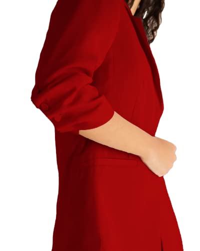 Mina Self Women's Blazers & Suit Jackets Casual 3/4Sleeve Tops Lapel Lightweight Button Red Womens Blazers For Work Professional Suit With Pockets #TOP3