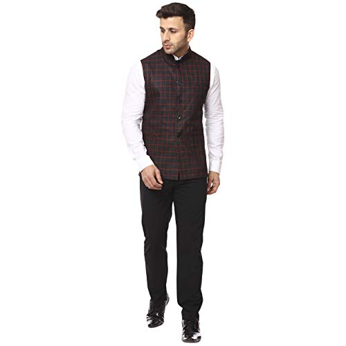Image of Veera Paridhaan Men's Poly Cotton Jute Nehru Jacket
