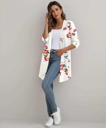Image of YSYOKOW Lightweight Cardigans for Women 3 /4 Sleeve Long Open Front | Cardigan sweaters for women lightweight, summer cardigans for women lightweight, long cardigans for women trendy, dressy