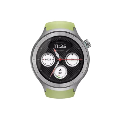 Image of Motorola Moto Watch, 1.4 OLED, AOD, Auto-Brightness, Dual Band GPS, Powered by Polar Smartwatch (Pantone Herbal Garden Band Strap, Free Size)