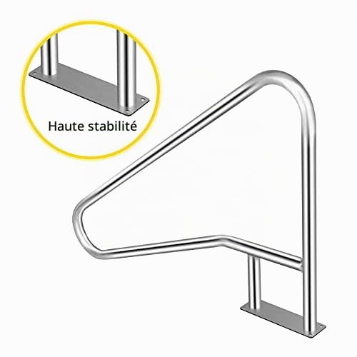 Rampe de Piscine 54 x 36 Rampe de Piscine en Acier Inoxydable 304 Capacité de Charge de 113 kg Main Courante de Piscine argentée antirouille Main Courante de Piscine humanisée avec Couvercle Bleu et
