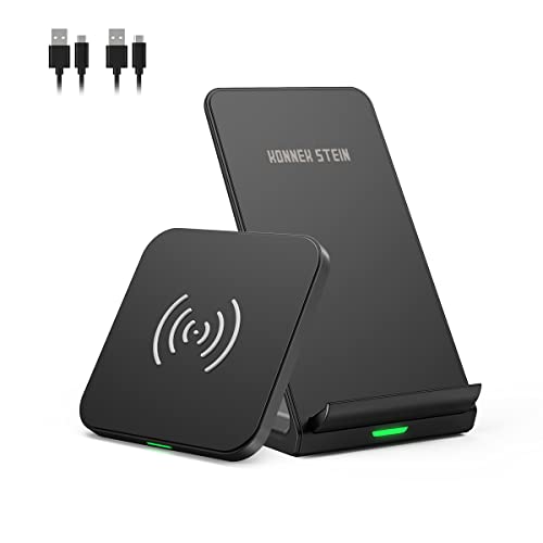 Konnek Stein Wireless Charger [2 Pack], Fast 10W Wireless Charging Pad Station Bundle, Qi-Certified, Compatible with iPhone 13/12/11/11 Pro Max/XS, Galaxy S20/S10, AirPods 3, Black (TF2006-BK-KS-US)