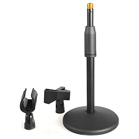 Weymic® Iron Base Adjustable Foldable Desktop Microphone Stand Holder with Mic Clip for Meetings, Lectures, Podcasts, and More Cover
