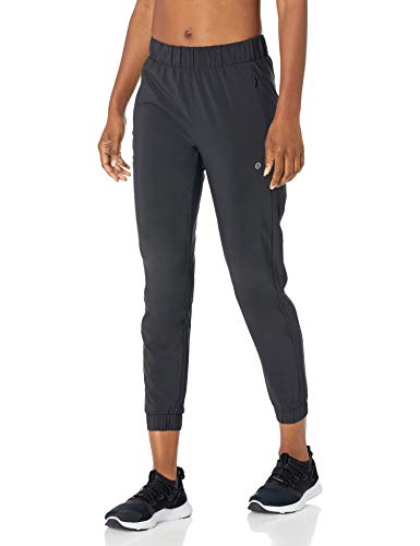 Amazon Brand - Core 10 Women's City Collection Woven Slim Fit Jogger, Black, Medium