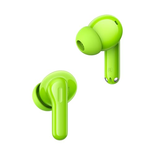 Image of realme Buds T200 True Wireless Earbuds with Hi-Res Audio, 12.4mm Dynamic Bass Drivers, 32 dB ANC, Quad Mic, 45ms Latency, Upto 50 Hrs Playback, Fast Charge, IP55 Rated, BT 5.4 (Neon Green)