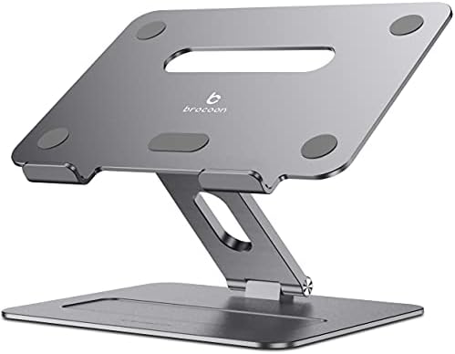 brocoon Laptop Stand, Adjustable Laptop Stand for Desk, Ergonomic Aluminum MacBook Stand with Heat-Vent, Laptop Riser Compatible for 10-17" Laptops