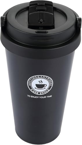 Image of STARFLYER 500ml Tumbler with Handle, Lid, Stainless Steel Vacuum Insulated Water Bottle Adventure Travel Mug Quencher for Iced Coffee, Hot and Cold Tea, Beverage- (Black Handle)