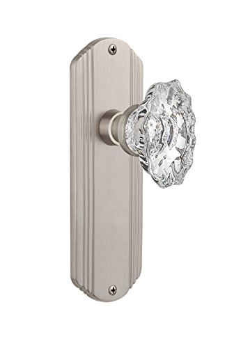 Nostalgic Warehouse Deco Plate with Chateau Knob, Double Dummy, Satin Nickel