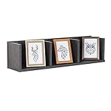 RICOO Wandregal 70 x 18 x 18 Grau Beton Optik, Spanplatte aus Holz, Hängereral WM017-BG, Regal Wand, Bücherregal Bilderregal Fotoregal Küchenregal Hängend Wandboard Würfelregal Schweberegal