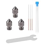 Aokin 3 Pcs 0.6mm Hardened Steel Nozzles MK8 Nozzles 3D Printer Nozzles and 3 Pcs 0.5mm Stainless Steel Nozzle Cleaning Needles for Creality Ender 3/3 Pro/3 V2, Ender 5/5 Pro, CR-10/10S, Makerbot