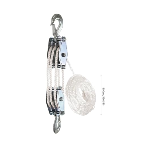 Schweres Du Block und Tackle Seilzugsystem – Manueller Seilzug, 1000 kg, Mikro-Riemenscheibe, fester Seitenwagen, effiziente Hebe-Lösung für Tierhandarbeit und DIY-Projekte