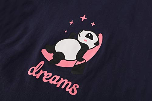 Cherrygirlbaby Short Sleeveless Pajama Set For Girls-Lovely Tank Top Sleepwear Summer Pyjamas Teen Pjs Set Size 12-18 (6, Navy Blue(Pandas)) #TOP2