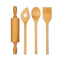 Sass & Belle Bamboo Kid's Baking Set - 6 Piece Cooking Utensils Kit – Fun Children