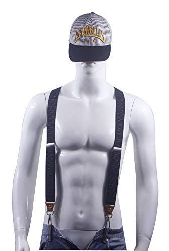 Image of Mens Suspenders with 3 Swivel Hooks Belt Loops 1.4 Inch Wide Heavy Duty Adjustable Braces