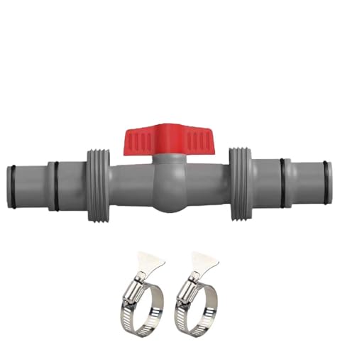 Pool Hose Connector with Valve 1-1/4 or 1-1/2 Pool Hose Adapter for Filter Pump ON/OFF Valve for Water Flow Control Tight Fitting Coupler for Above-Ground Pool
