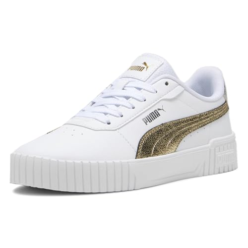 PUMA Womens Carina 2.0 Metallic Shine Lace Up Sneakers Shoes Casual - White2