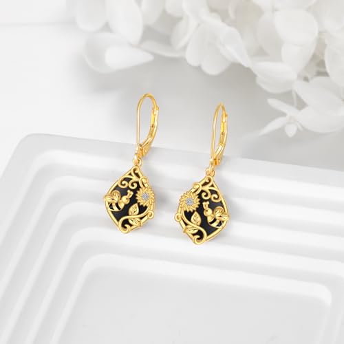 Image of LUHE Bee Earrings for Women 925 Sterling Silver Bumble Earrings with Honeycomb Honeybee Jewelry Dangle Gifts for Women