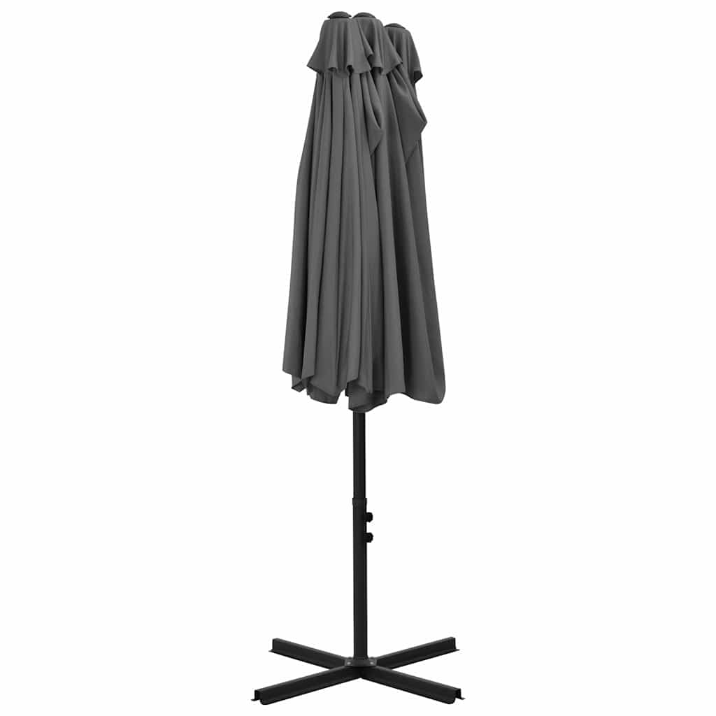 Ombrellone doppio con palo in alluminio, 460 x 270 cm, antracite | Grande ombra per giardino e terrazza con stabile base a croce, manovella scorrevole e protezione UV.
