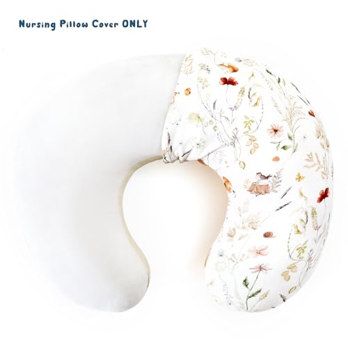Image of GRSSDER Reversible Nursing Pillow Cover, Ultra Soft Stretchy Minky Removable Nursing Covers Fitted for Breastfeeding Pillows Snug and Safe, Comfortable Slipcover for Girls, Stylish Original Print