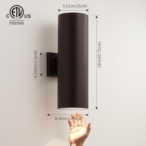 Image of mirrea 18 inch Modern Outdoor Porch Light 2 Lights, Oil Rubbed Bronze, 2 Pack