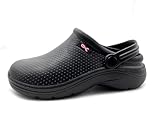 Lightweight Nurse Clogs Non Slip Water Resistant Garden Shoes for Women (Black W, US Footwear Size System, Adult, Women, Numeric, Medium, 10)