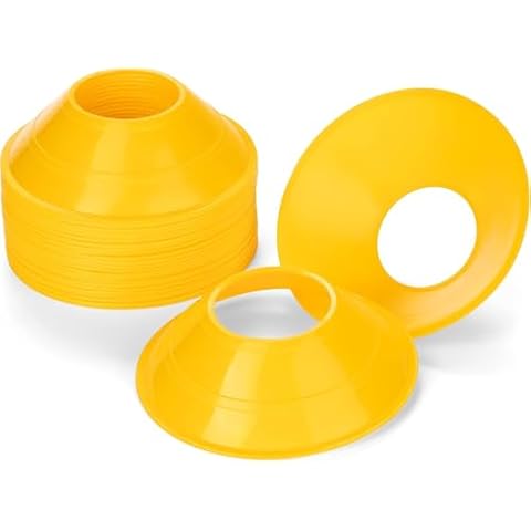 SportsYuva Mini Soccer Cones for Training, Football, Sports, Field Cone Markers Outdoor Games (Pack of 20) (Yellow) Cover