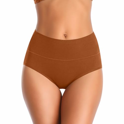 Image of Womens Underwear,Cotton Mid Waist No Muffin Top Full Coverage Brief Ladies Panties Lingerie Undergarments for Women Multipack