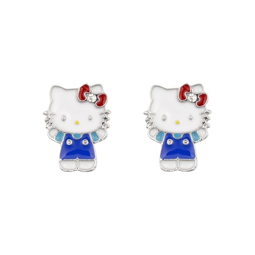 Hello Kitty Boucles d'oreilles à tige en forme de silhouette en argent sterling pour fille, taille...