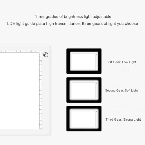 A3 LED Light Pad, Portable Adjustable Brightness LED Board Pad with 1.5m USB Cable for Artists Drawing Diamond Painting Stencilling Sketching Animation X ray Viewing
