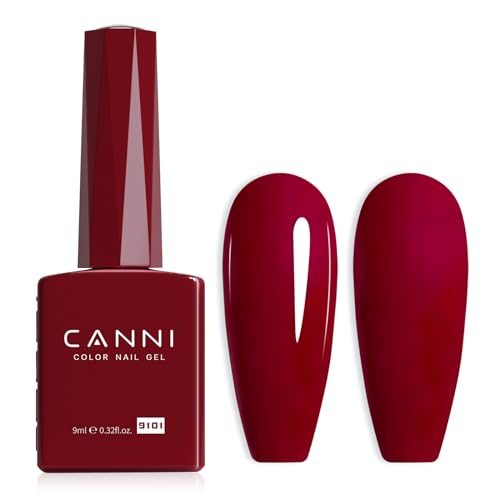 Image of CANNI Red Gel Nail Polish, 1Pcs Dark Red Gel Polish Color Nail Polish High Gloss Soak Off U V Gel Nail Manicure Salon DIY