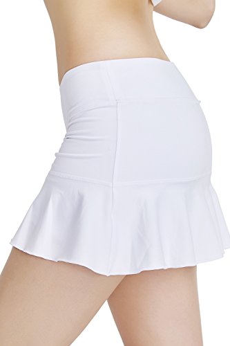 Rainbow Tree Tennis Skirts for Women,Athletic Golf Pleated Skirts with Shorts Indoor Exercise,Runs Large White - Thumbnail 3