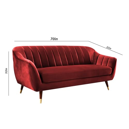 Image of Casaliving Anyse 3 Seater Sofa Set for Living Room (Maroon Fabric) Premium Fabric Sofa
