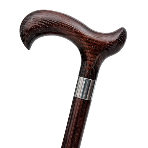 Dr. Watson - Bastón de madera hecho a mano, bastón clásico con mango Derby y cuello de acero inoxidable (Wengué) Dr. Watson - Bastón de madera hecho a mano, bastón clásico con mango Derby y cuello de acero inoxidable (Wengué)