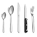 Posate, Pleafind set posate da 30 pezzi, posate acciaio inox 6 persone per uso alimentare, Posate in argento con coltello, cucchiaio, forchetta, coltello da bistecca, lavabili in lavastoviglie