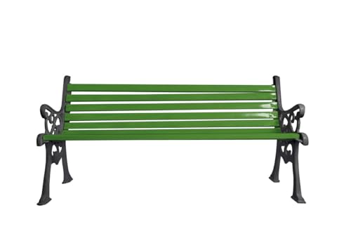 Image of Amazon Brand - Solimo Cast Iron 3 Seater Garden Bench | Durable Outdoor Park Bench for Balcony Patio Terrace, Living Room | Ideal Indoor and Outdoor Seating Furniture (Dark Green)