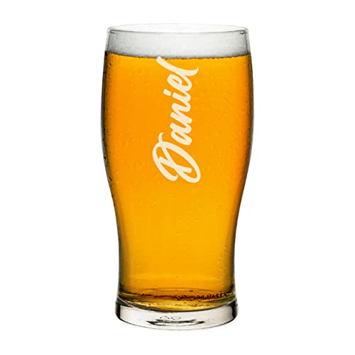 Tulipano personalizzato in vetro da pinta verso l'alto Script qualsiasi nome Artigianale Birra Sidro Personalizzato Compleanno Papà Nonno Festa del Papà