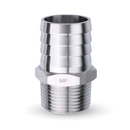MAACFLOW MAACFLOW Stainless Steel 1" Male NPT to 1-1/4" Hose ID Barb Barbed Hose Fitting Adaptor Connector (Pack of 1)