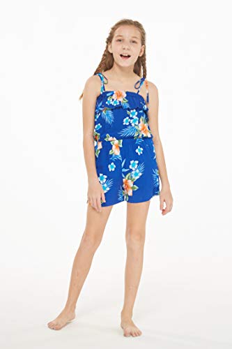 Image of Matchable Family Hawaiian Luau Men Women Girl Boy Clothes in Hibiscus Blue