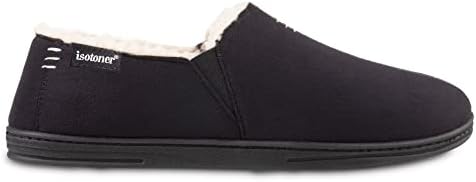 isotoner Men's Recycled Microsuede Nigel ECO Slippers with Advanced Memory Foam and Berber Lining, Black, 13-14 | Image 1