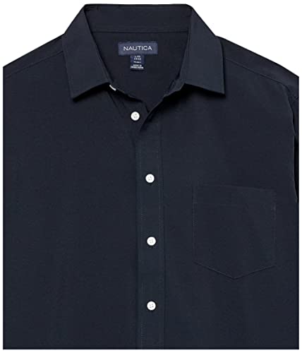 Nautica NUFEB028-414 Boys' School Uniform Long Sleeve Button-Down Collared Shirt, Oxford Style In Moisture Wicking Performance Fabric, Navy, 14-16 Husky thumb #2