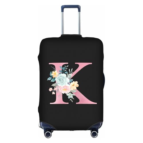 Zoeucpoo K Alphabet Design Custom Travel Luggage Cover Tag Set TSA Approved Vintage Letter Print Suitcase Protector Men Women (M 22-25 Inch Luggage)