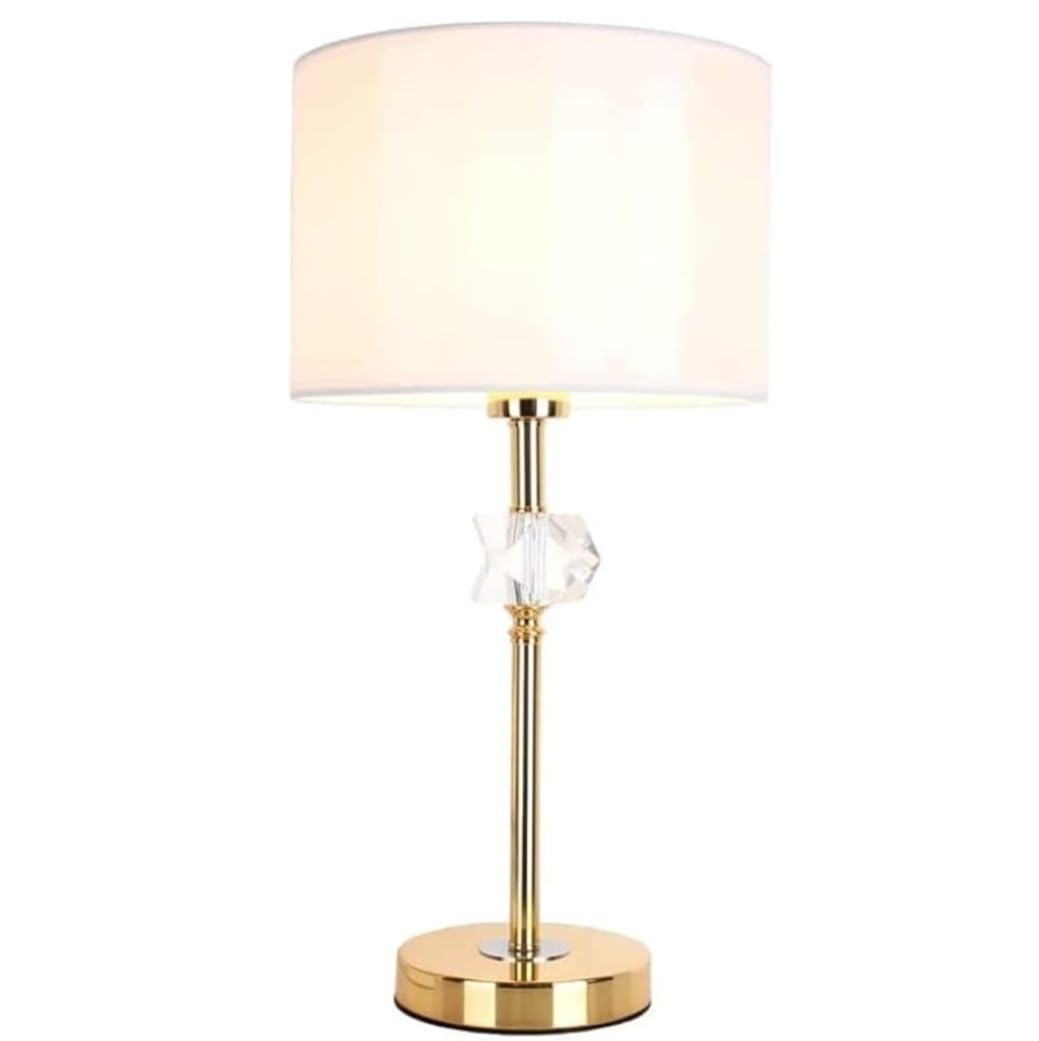 AZHKJKZH Table Lamp Metal Bedside Lamp Desk With Fabric Lampshade Light Modern Glass Nightstand For Home(Button Switch)