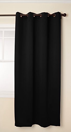 Best Home Fashion Blackout Curtain Panels - Premium Thermal Insulated Window Treatment Blackout for Bedroom - Antique Bronze Grommet Top – Black - 52  W x 54  L - (Set of 2 Panels)