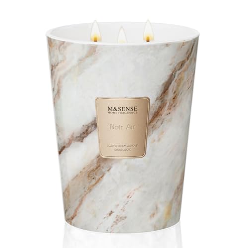 Image of M&SENSE Extra Large Candle 35oz 150H NoirAir Scented Candle, 3 Wick Highly Scented Jar Candle, XL Candles Gift for Stress Relief, Meditation, Yoga