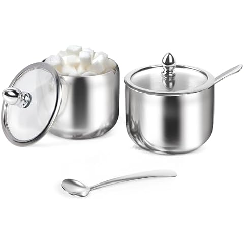SHINELINE Stainless Steel Sugar Bowl Set Cover