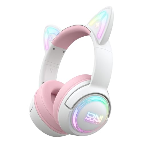 Lyivs Wireless Cat Ear Gaming Headset with RGB Lights...