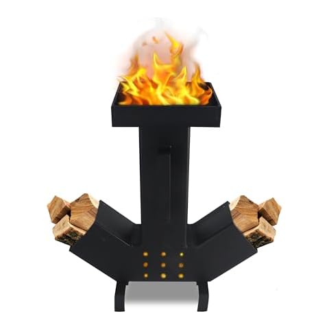 SONRET - Dual Chamber Smokeless Rocket Stove - Heat Resistant Portable Rocket Stove for Camping, Picnic, Backyard Cooking - Carbon Steel Camping Stove with Removable Top Cover