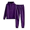 Womens 2 Piece Outfits Lounge Hoodie Sweatsuit Sets Oversized Sweatshirt Baggy Fall Sweatpants Pockets Loungewear Joggers Winter Outfits Vacation Spring Sweat Comfy Matching Athletic Clothing Purple 3
